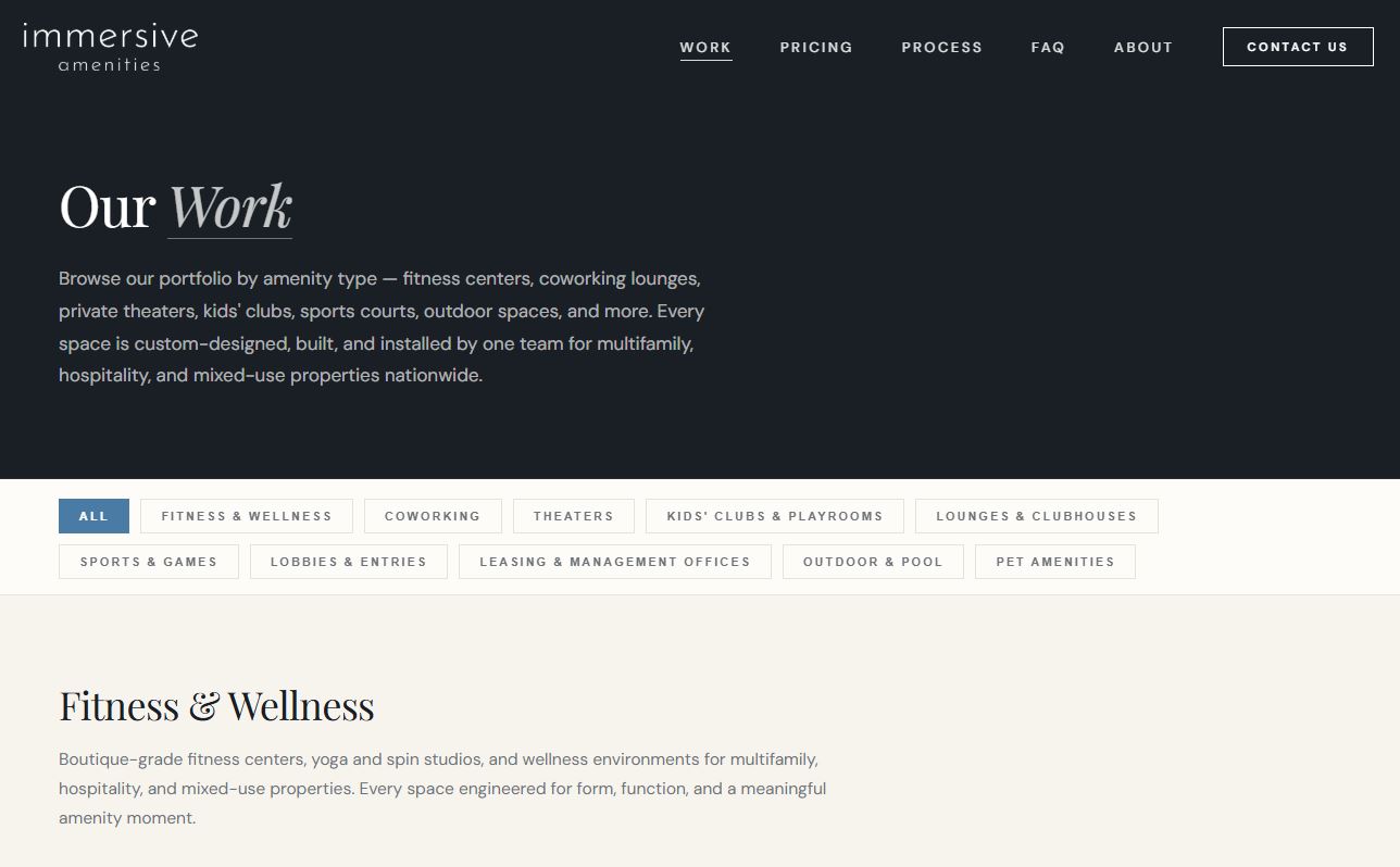 website screenshot work page